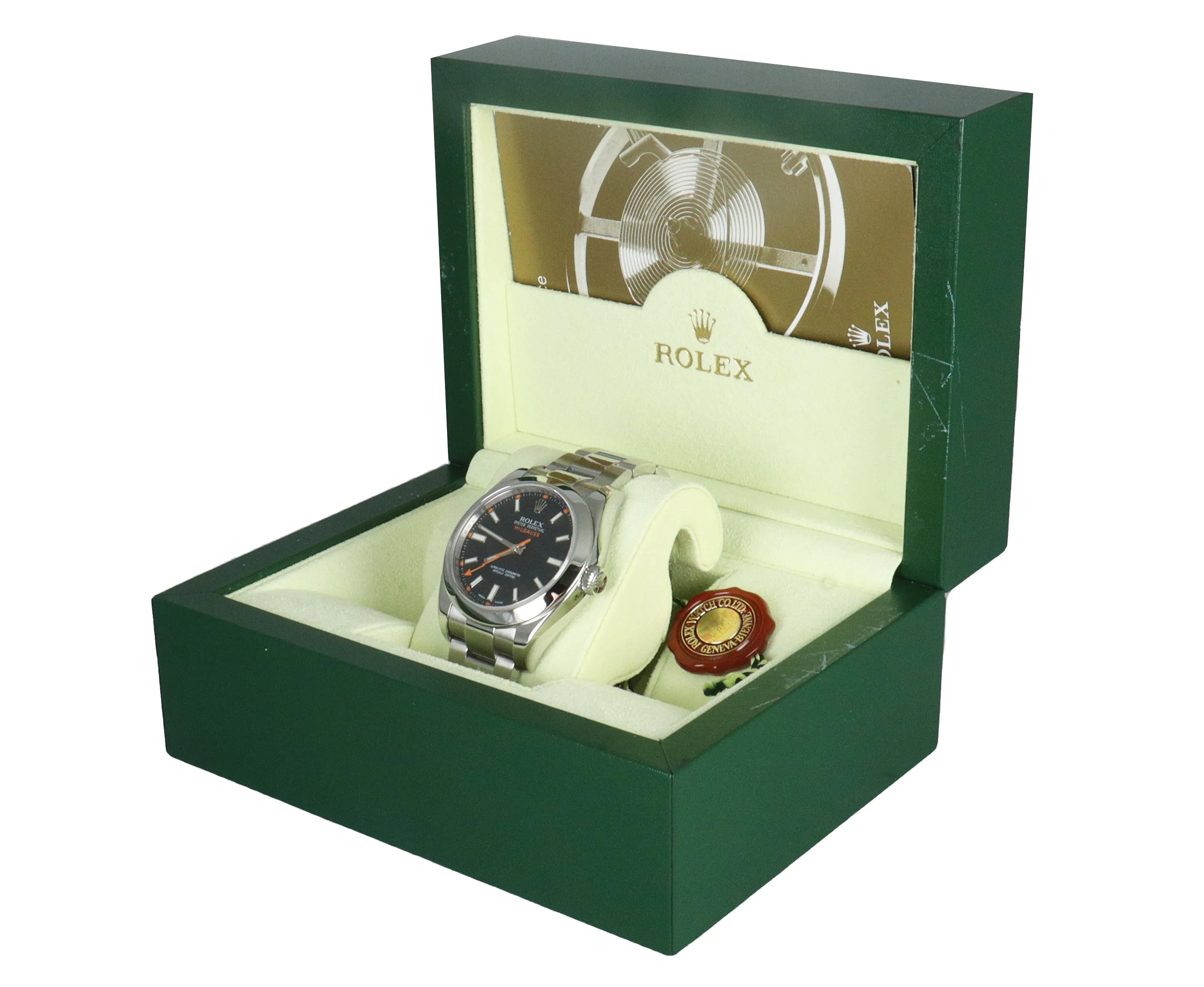 MINT 2009 Rolex Milgauss Black Dial Orange 116400 40mm Stainless Steel Oyster