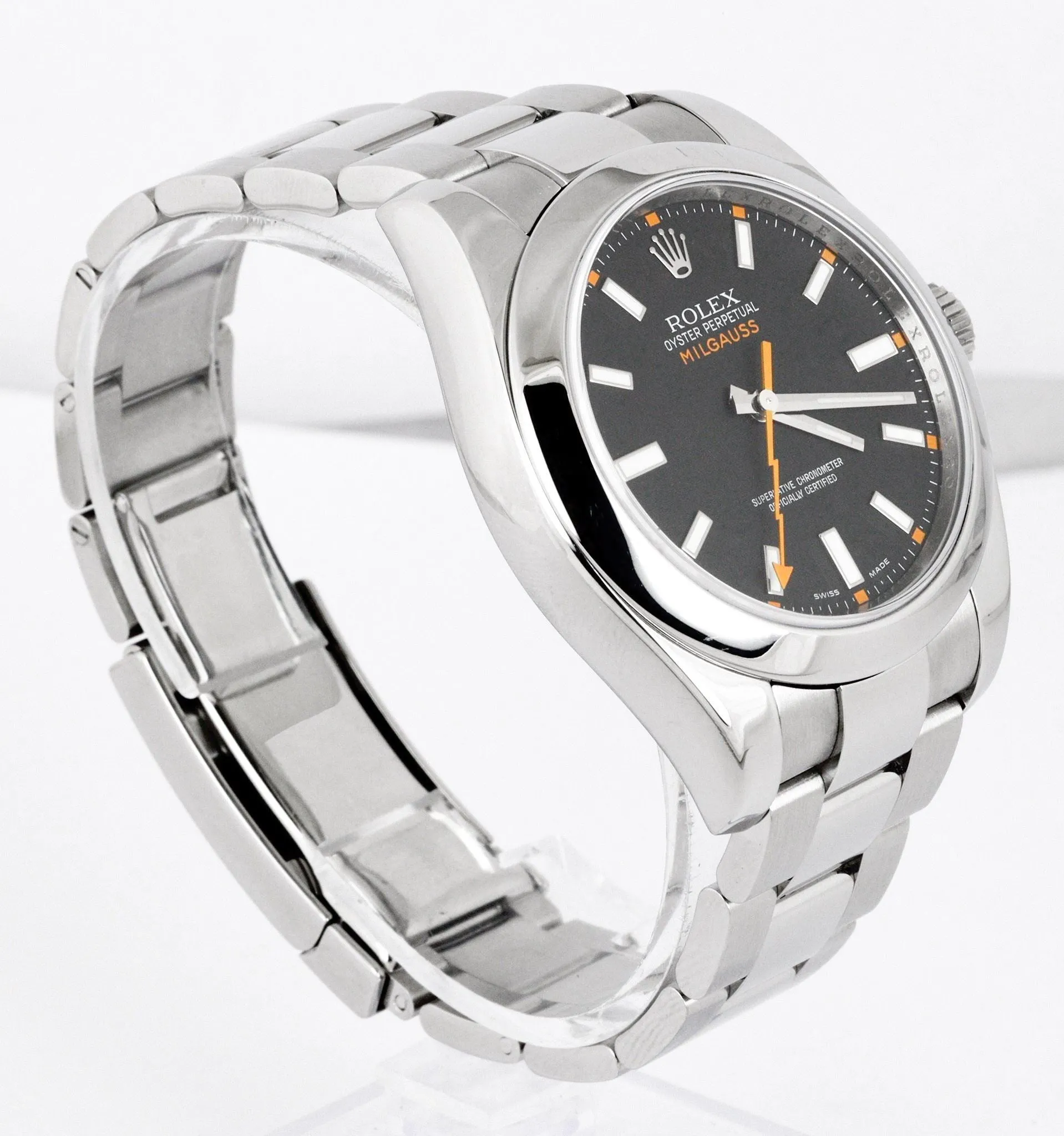 MINT 2009 Rolex Milgauss Black Dial Orange 116400 40mm Stainless Steel V Oyster