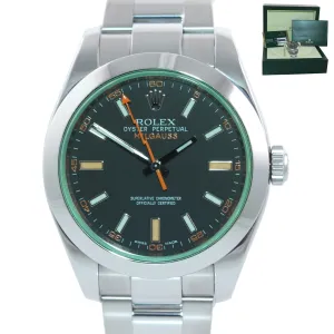 MINT 2013 PAPERS Rolex Milgauss Green Anniversary 116400GV 40mm Steel Watch Box
