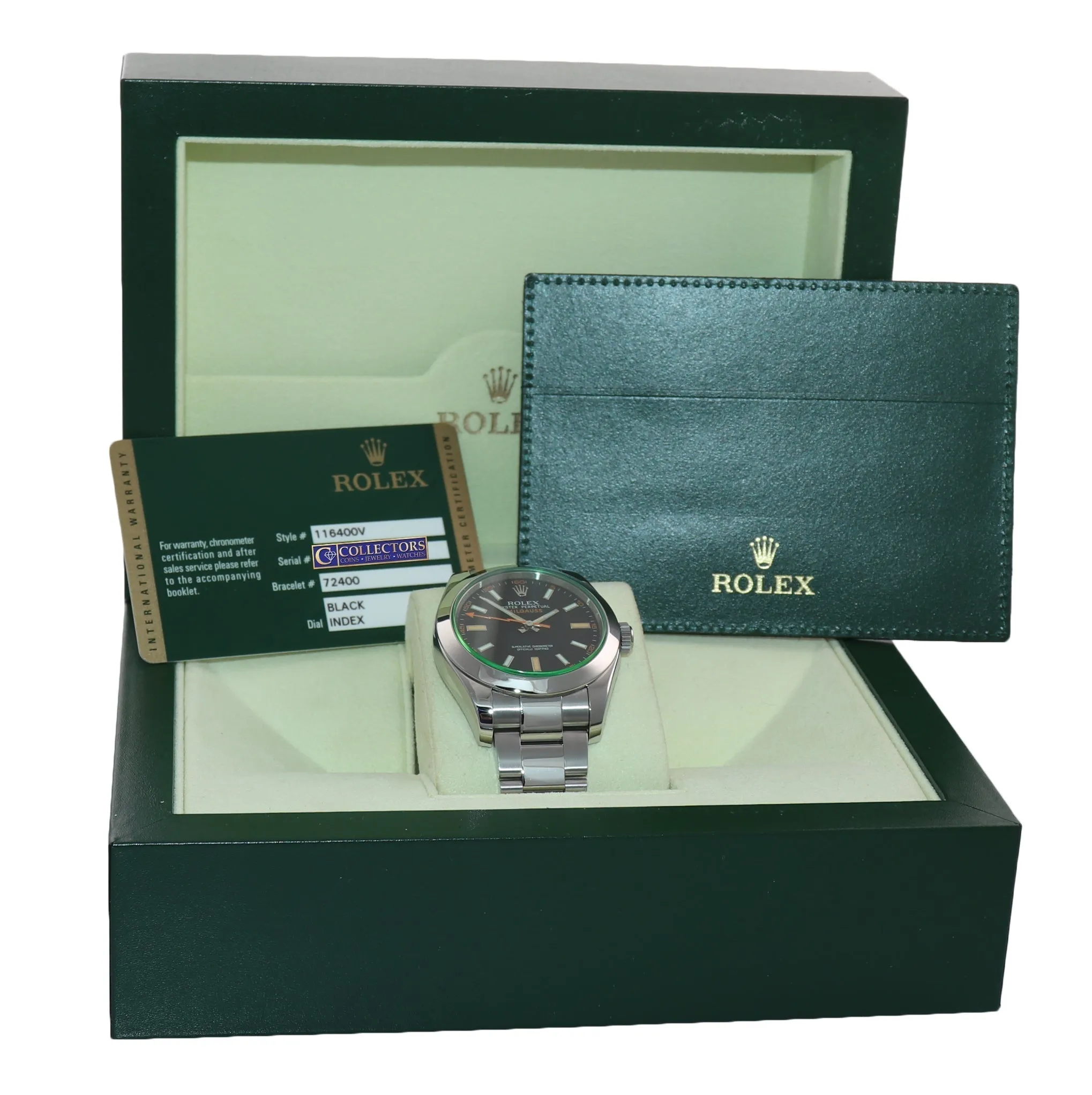 MINT 2013 PAPERS Rolex Milgauss Green Anniversary 116400GV 40mm Steel Watch Box
