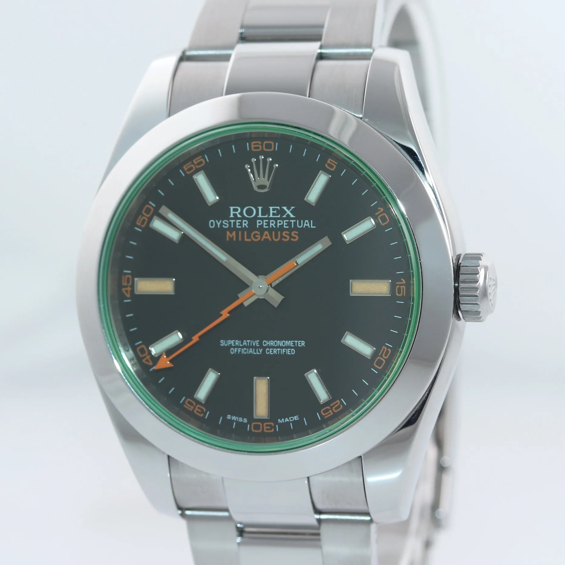 MINT 2013 PAPERS Rolex Milgauss Green Anniversary 116400GV 40mm Steel Watch Box