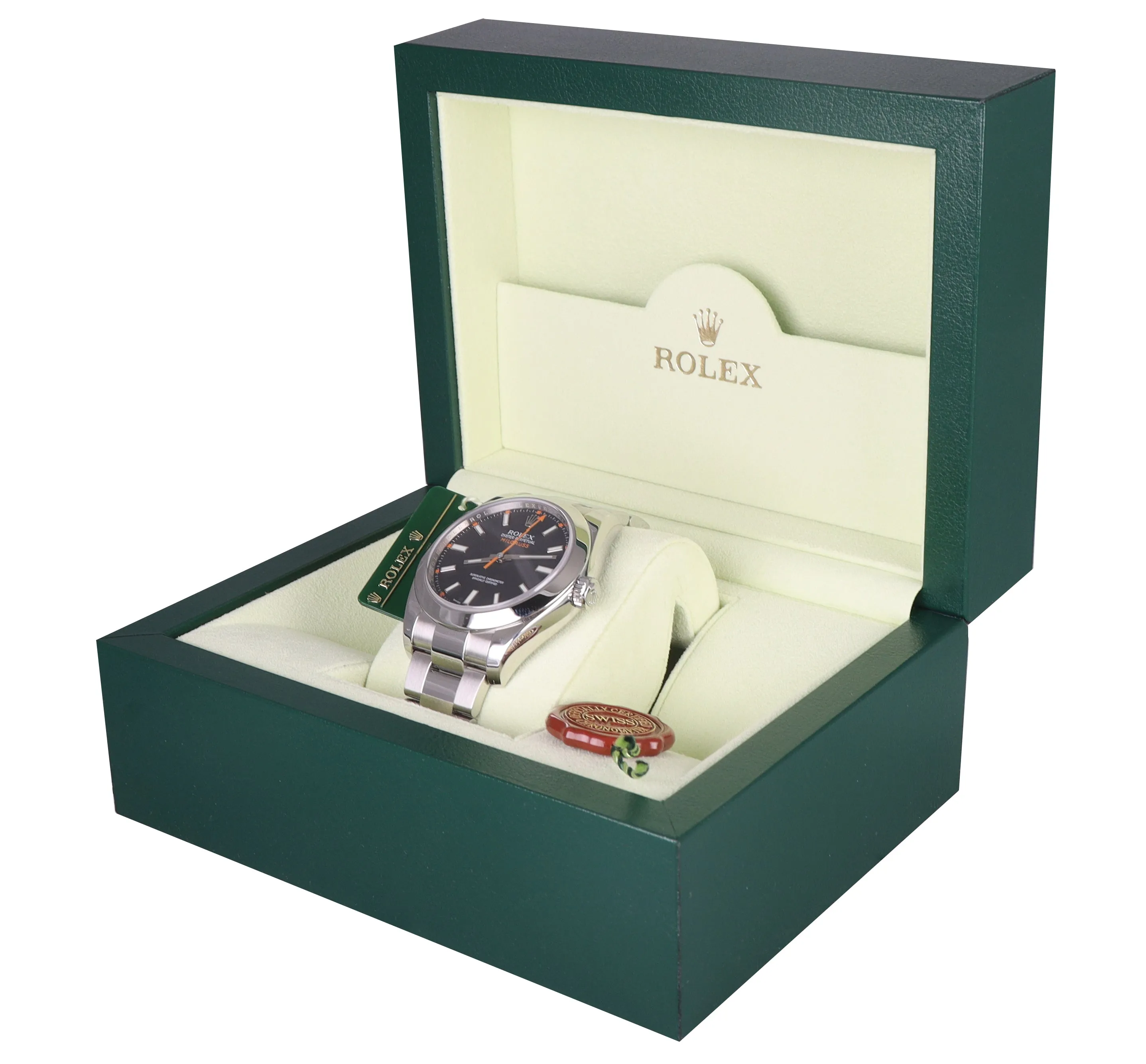 MINT 2014 Rolex Milgauss Black Dial Orange 116400 40mm Stainless Steel Oyster