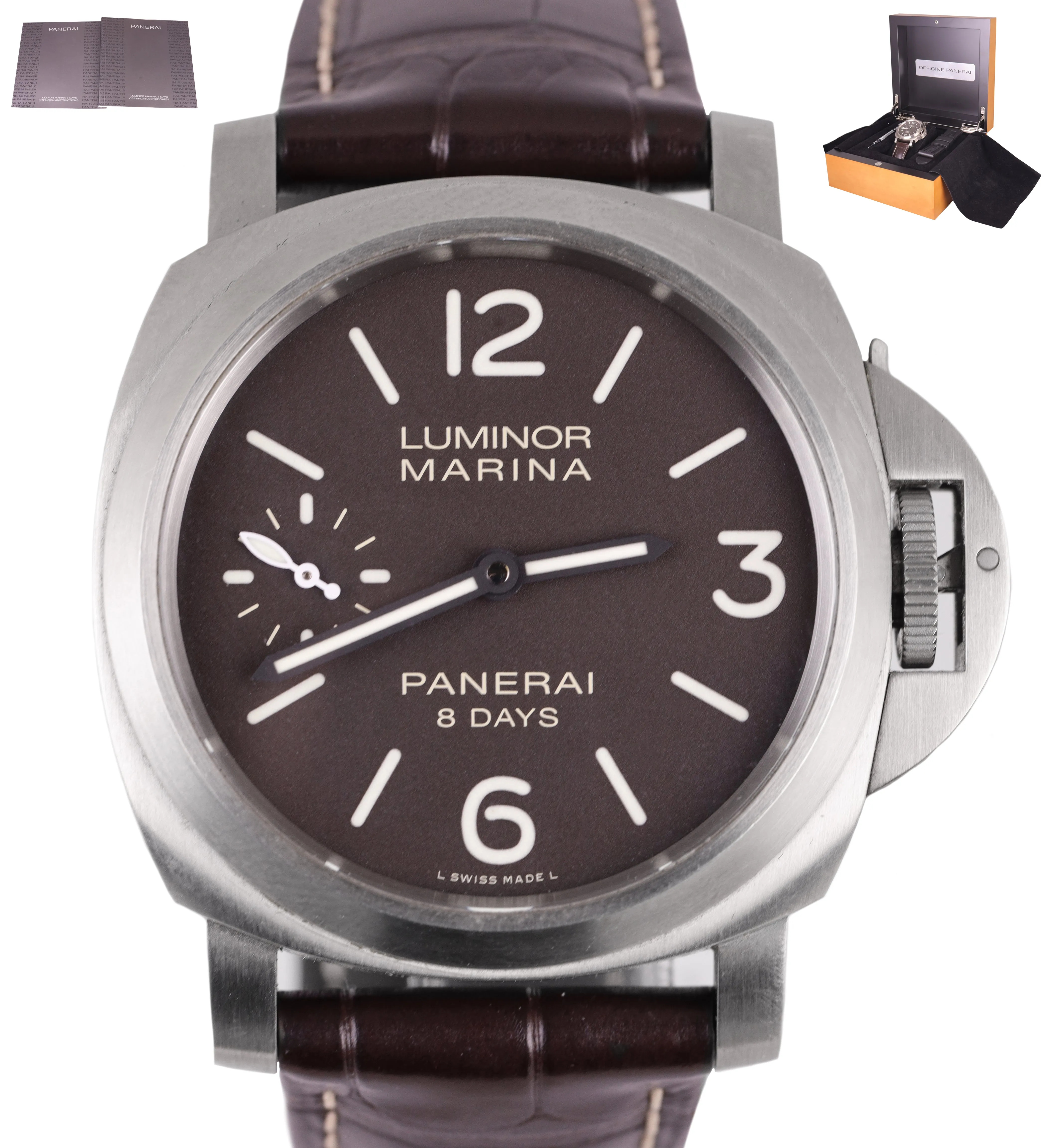 MINT 2016 Panerai Luminor Marina 8 Days 44mm Titanium Brown PAM00564 B P PAM 564