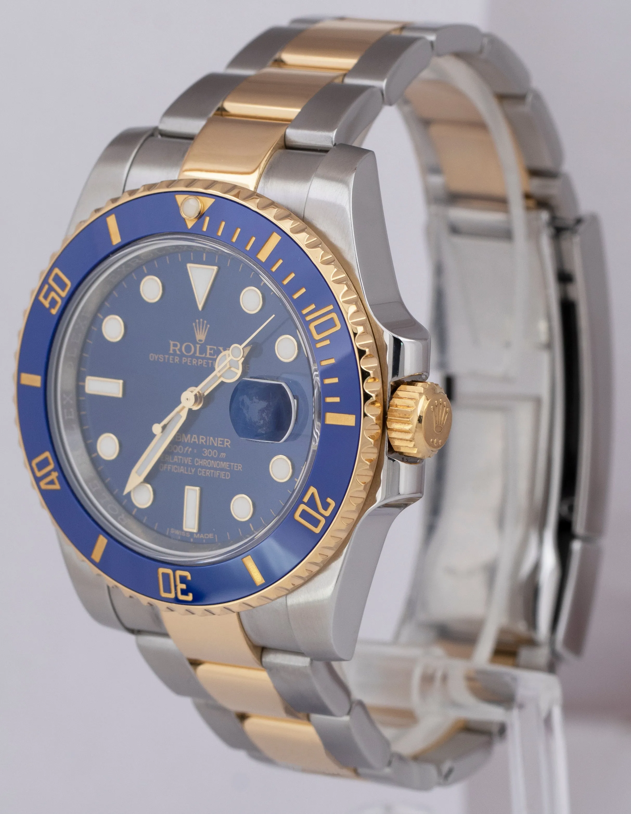 MINT 2016 Rolex Submariner Date Ceramic Two-Tone Gold Blue Watch 116613 LB B P