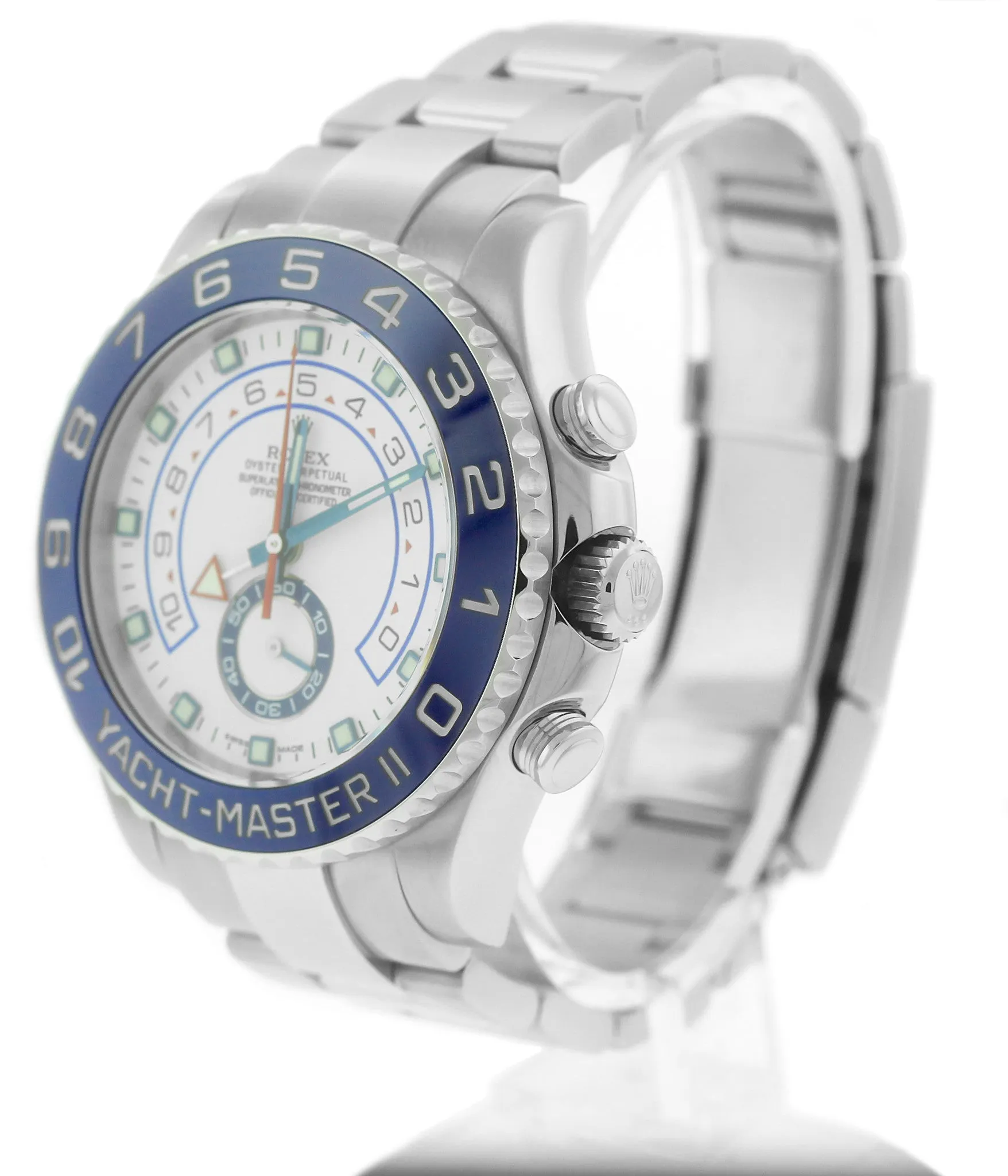 MINT 2017 Rolex Yacht-Master II 44mm Stainless White Blue Ceramic 116680 Watch