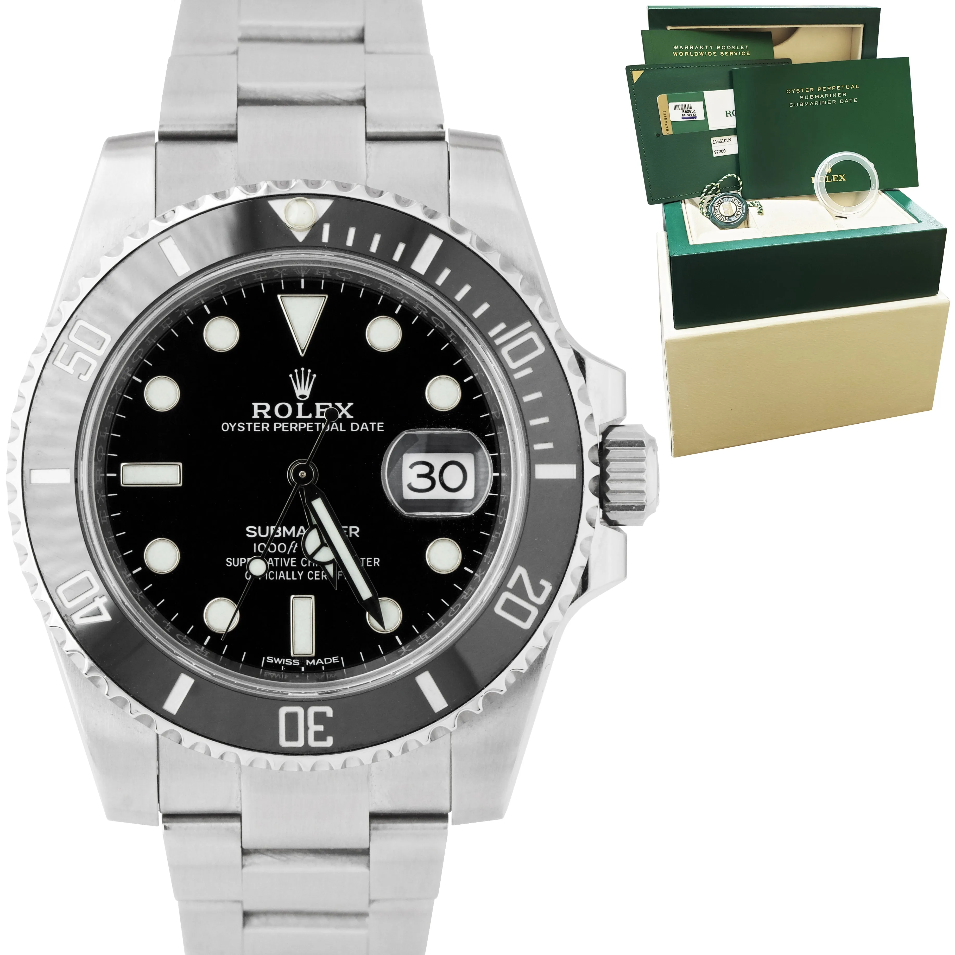 MINT 2018 Rolex Submariner Date 40mm Stainless Black Ceramic Watch 116610 LN B P