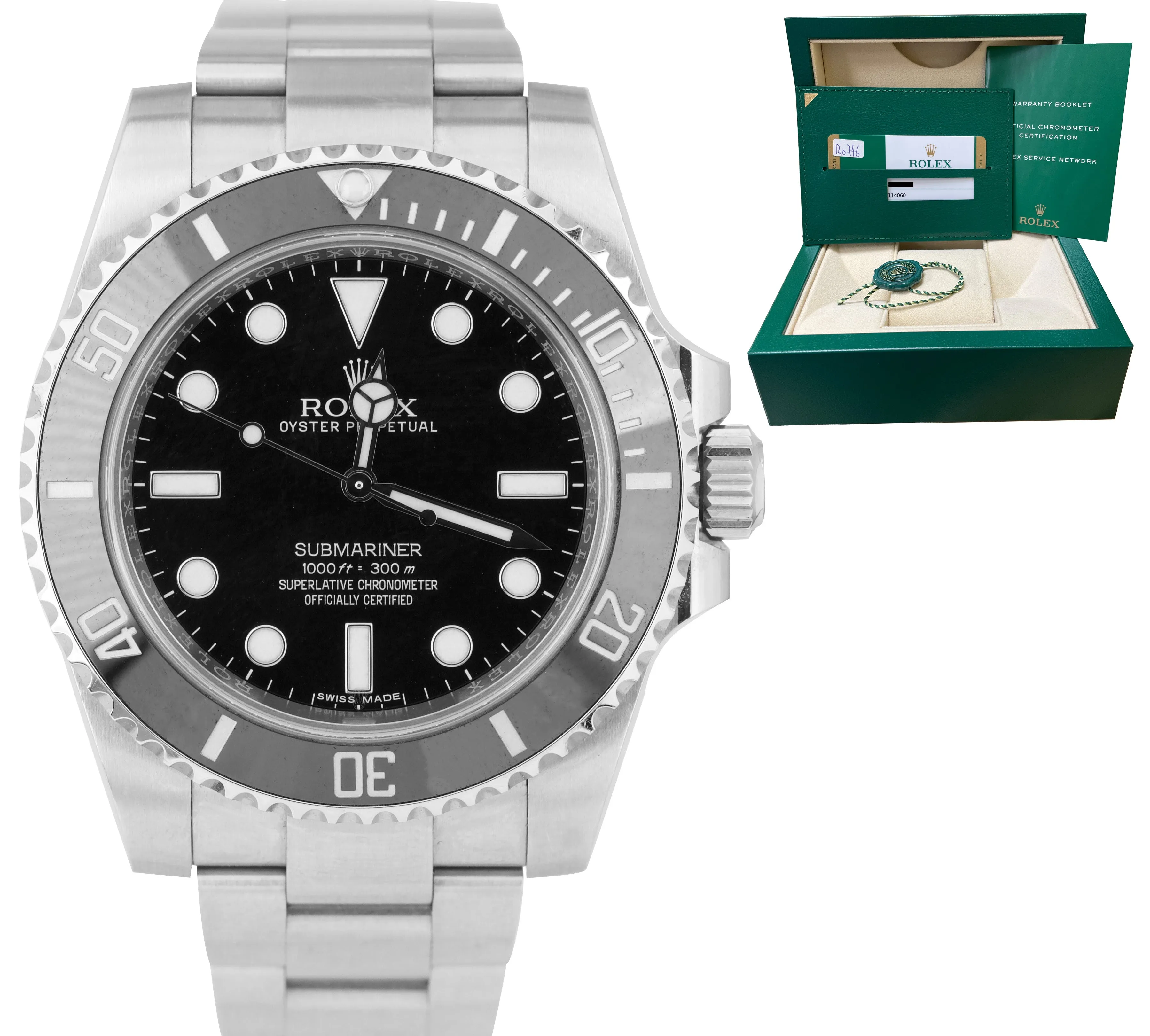 MINT 2019 Rolex Submariner No-Date Stainless Steel 40mm Black Watch 114060 B P