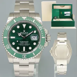 MINT 2020 PAPERS STICKER Rolex Submariner Hulk 116610LV Green Dial Ceramic Watch