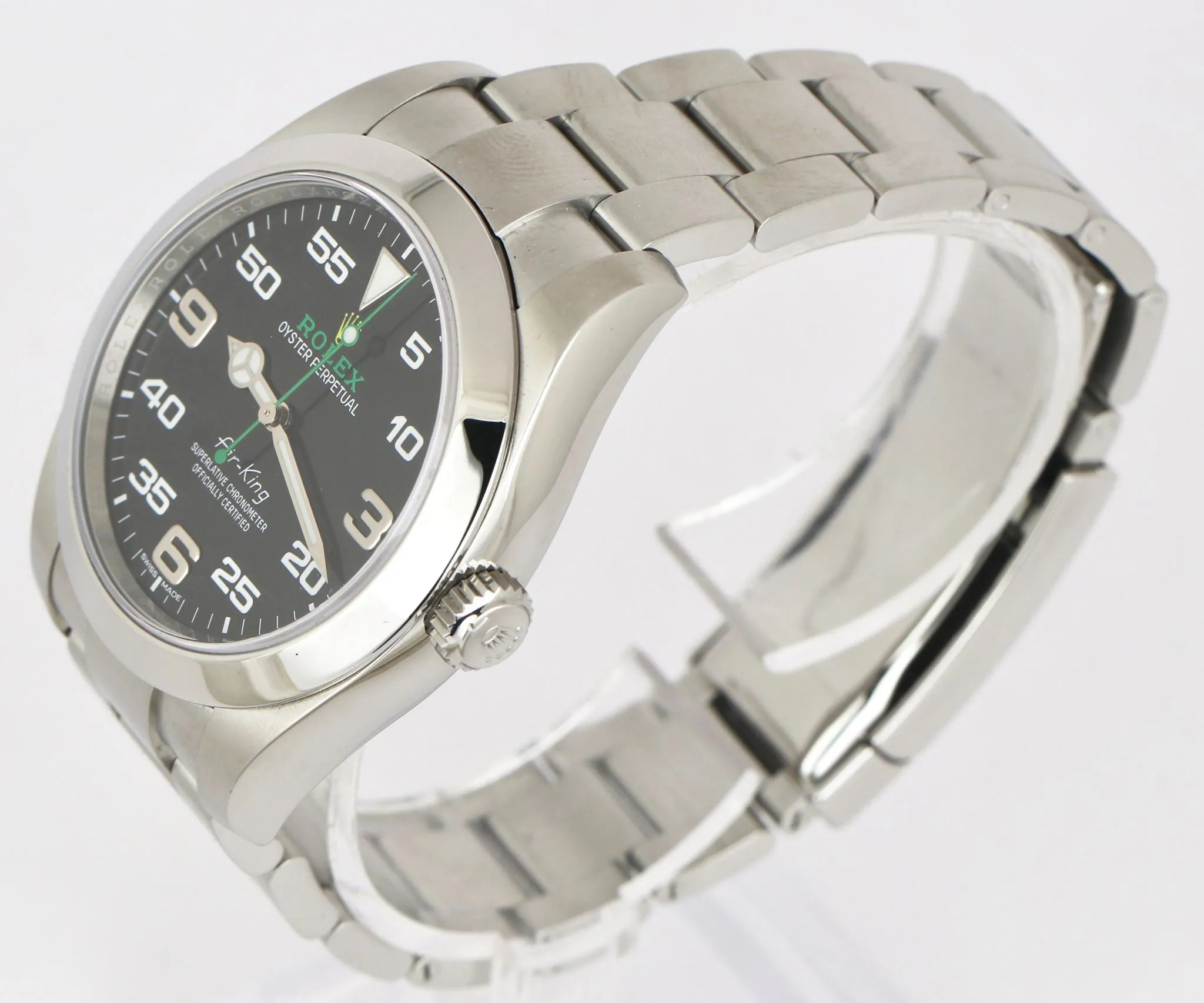 MINT 2020 Rolex Air-King 40mm Green Yellow Black Arabic Stainless Steel 116900