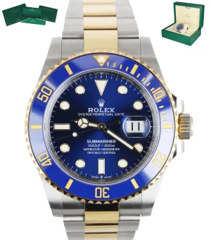 MINT 2020 Rolex Submariner Blue Sunburst Ceramic 126613 LB Two-Tone Gold Steel