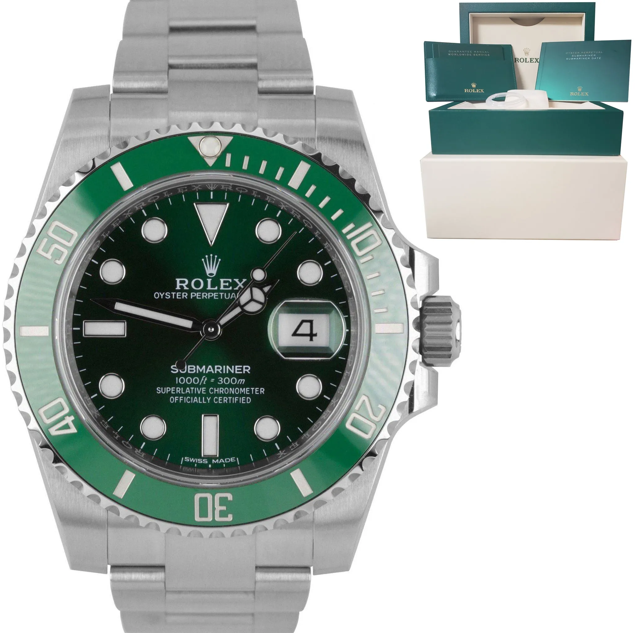 MINT 2020 Rolex Submariner Date Hulk 116610 LV Steel Green Ceramic 40mm Watch