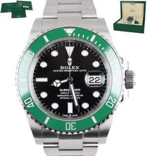 MINT 2021 Rolex Submariner 41mm GREEN KERMIT 126610 LV Ceramic Steel B P Watch