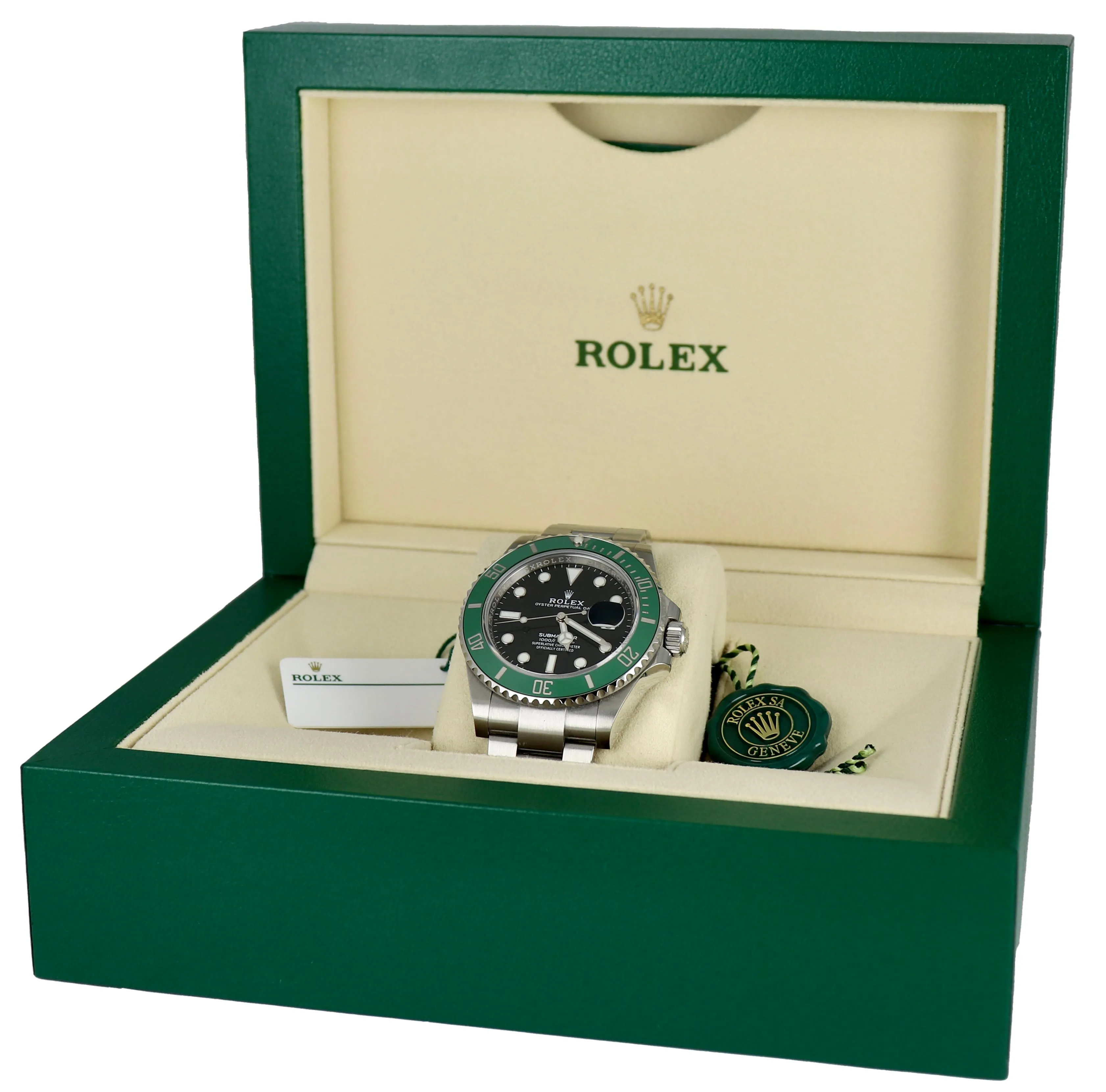 MINT 2021 Rolex Submariner 41mm GREEN KERMIT 126610 LV Ceramic Steel B P Watch