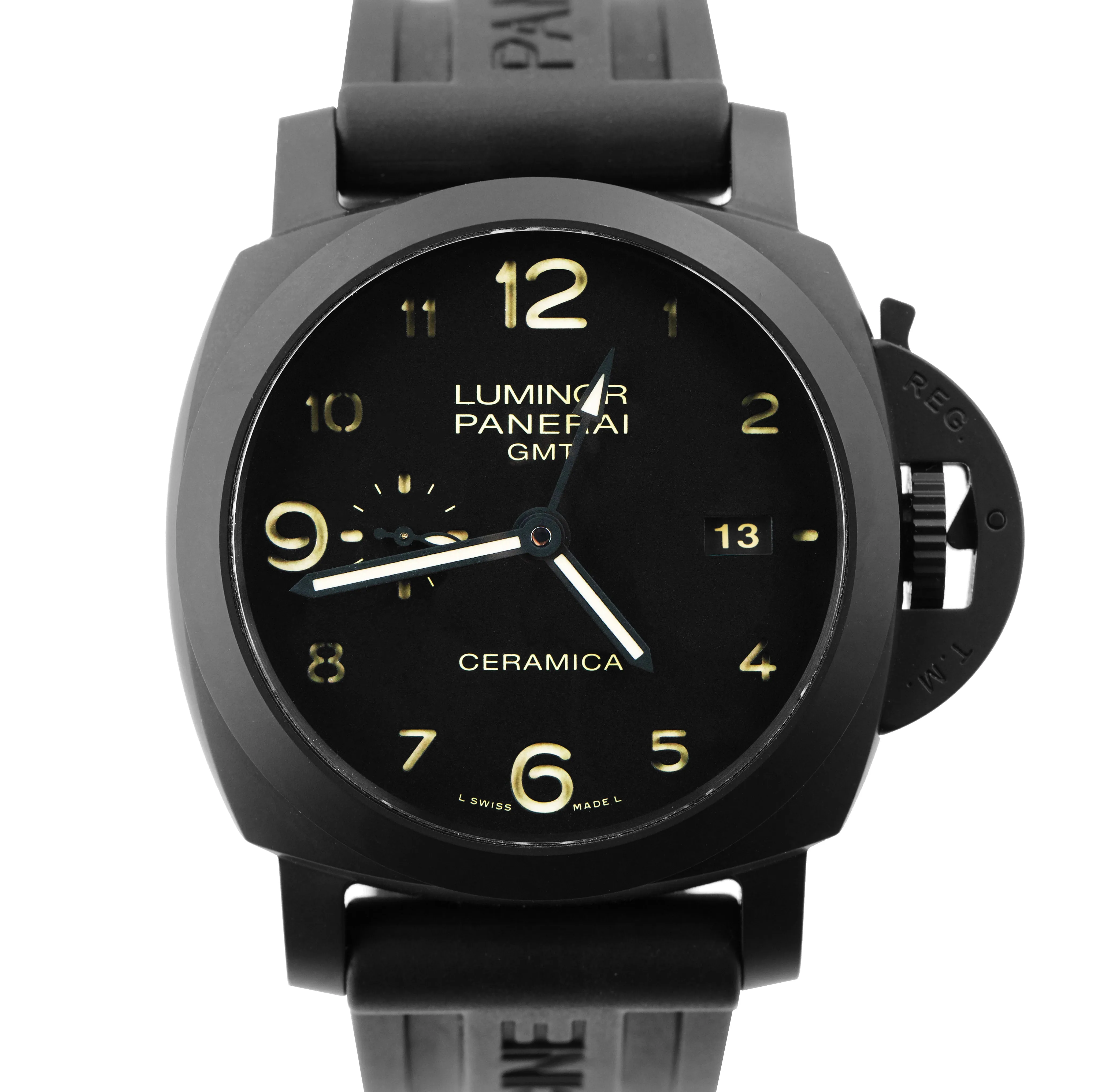 MINT Panerai Luminor 1950 GMT Black Ceramic Titanium 44mm Watch PAM00441 B P