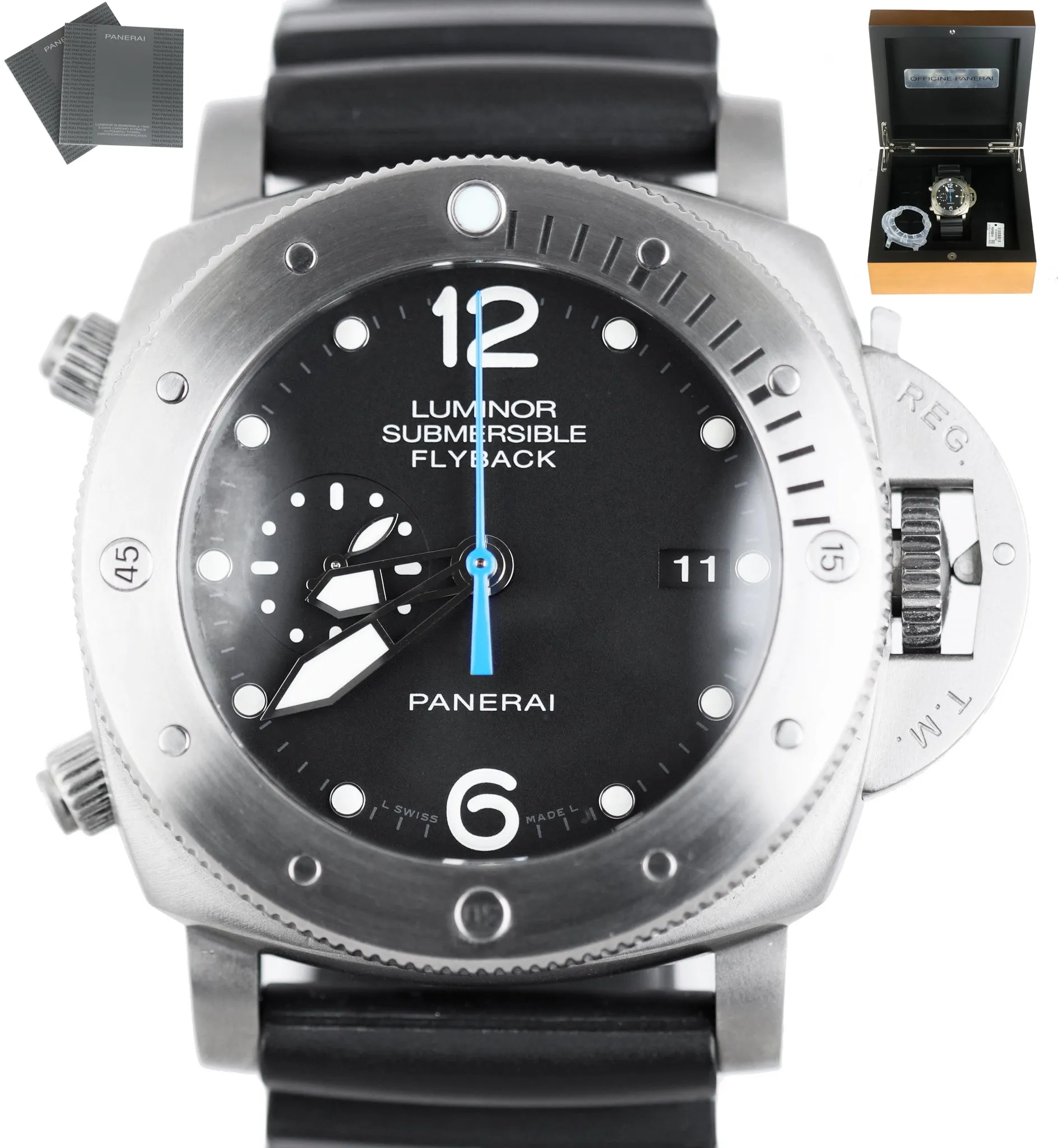 MINT Panerai Luminor 1950 Submersible Flyback Titanium Automatic Black PAM 614