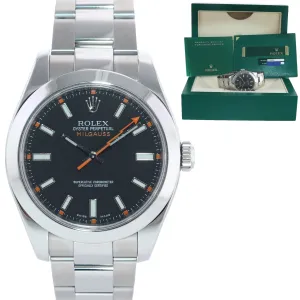 MINT PAPERS Rolex Milgauss 116400 Black Dial 40mm Steel Oyster Watch Box