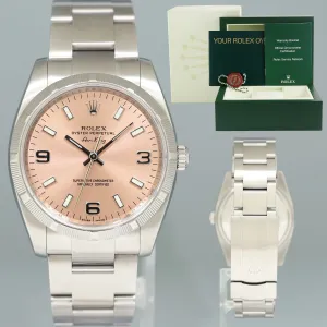 MINT Rolex Air King 114210 Salmon 34mm Pink Dial Oyster Steel Watch Box