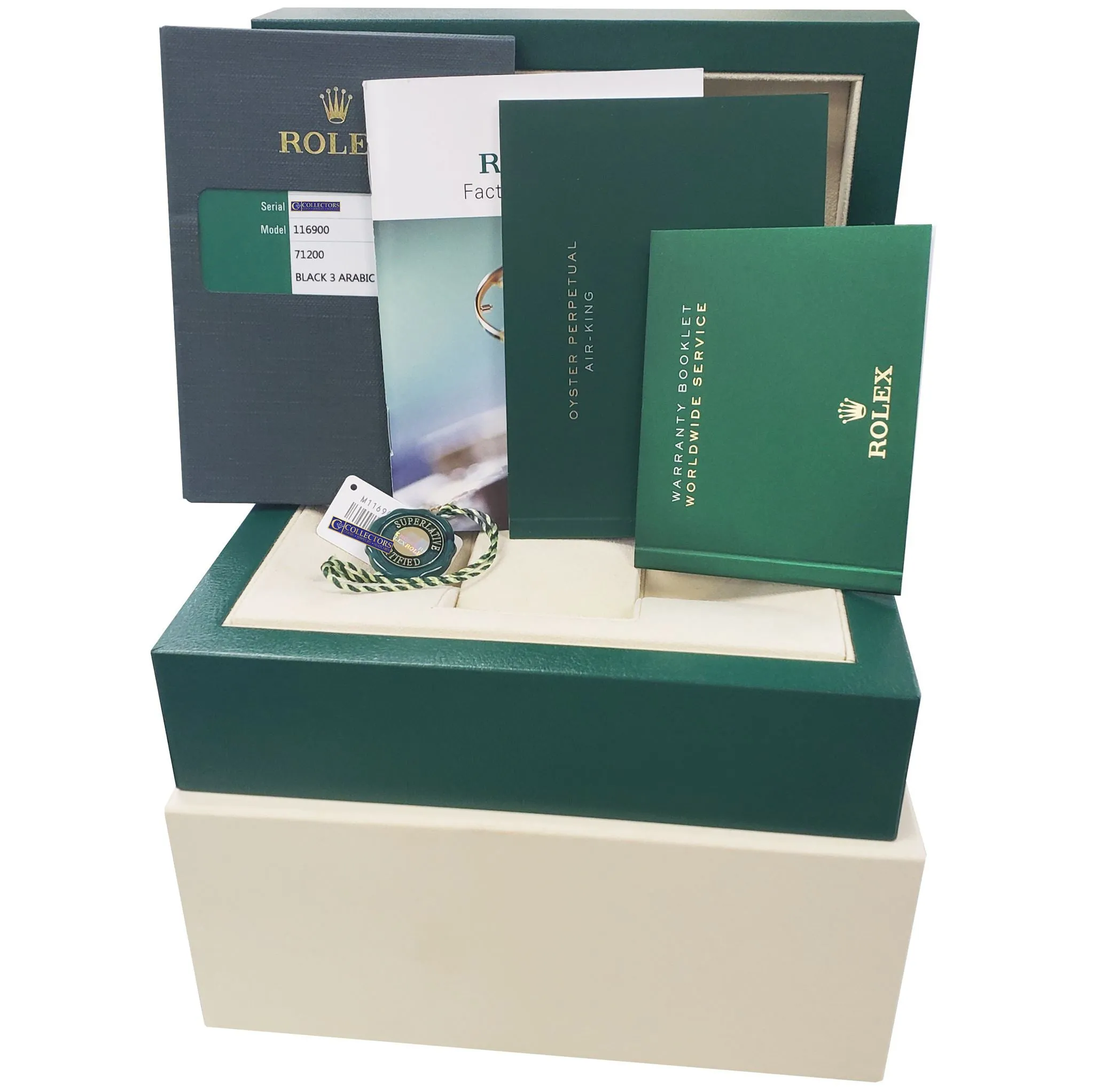 MINT Rolex Air-King 40mm Green Black Stainless Steel Arabic 116900 Watch B P