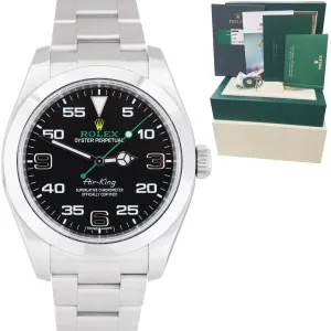 MINT Rolex Air-King 40mm Green Yellow Black Arabic Stainless Steel Watch 116900