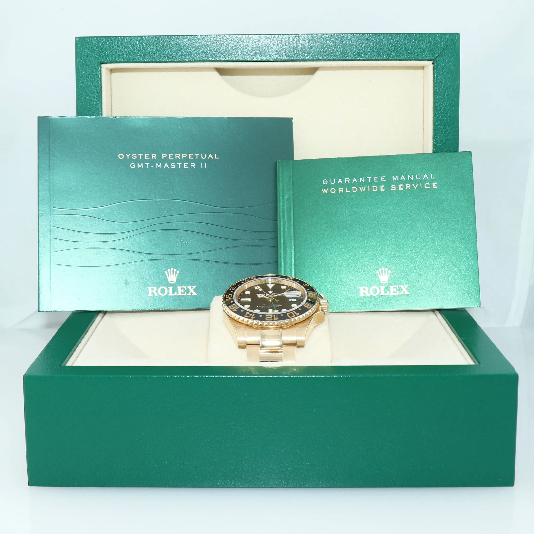 MINT Rolex GMT-Master 2 Ceramic Black 116718 18k Yellow Gold 40mm Watch Box