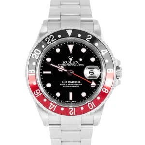 MINT Rolex GMT-Master II 40mm COKE Black Red Stainless SEL Automatic Watch 16710