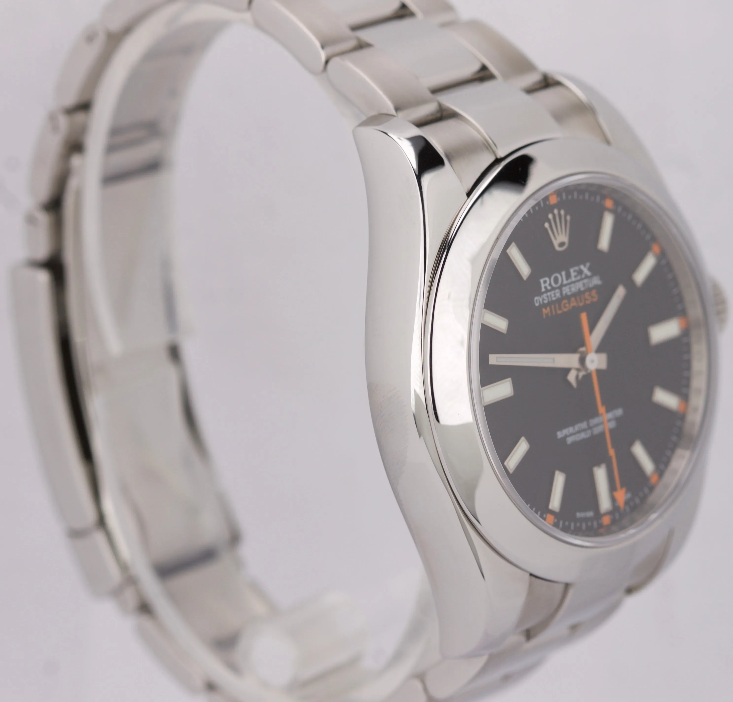 MINT Rolex Milgauss 116400 Black Anti-Magnetic Stainless Steel Oyster 40mm Watch