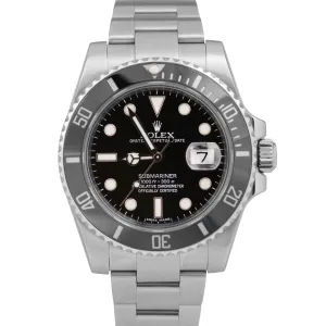 MINT Rolex Submariner Date BLACK Ceramic Stainless Steel 40mm 116610 LN Watch