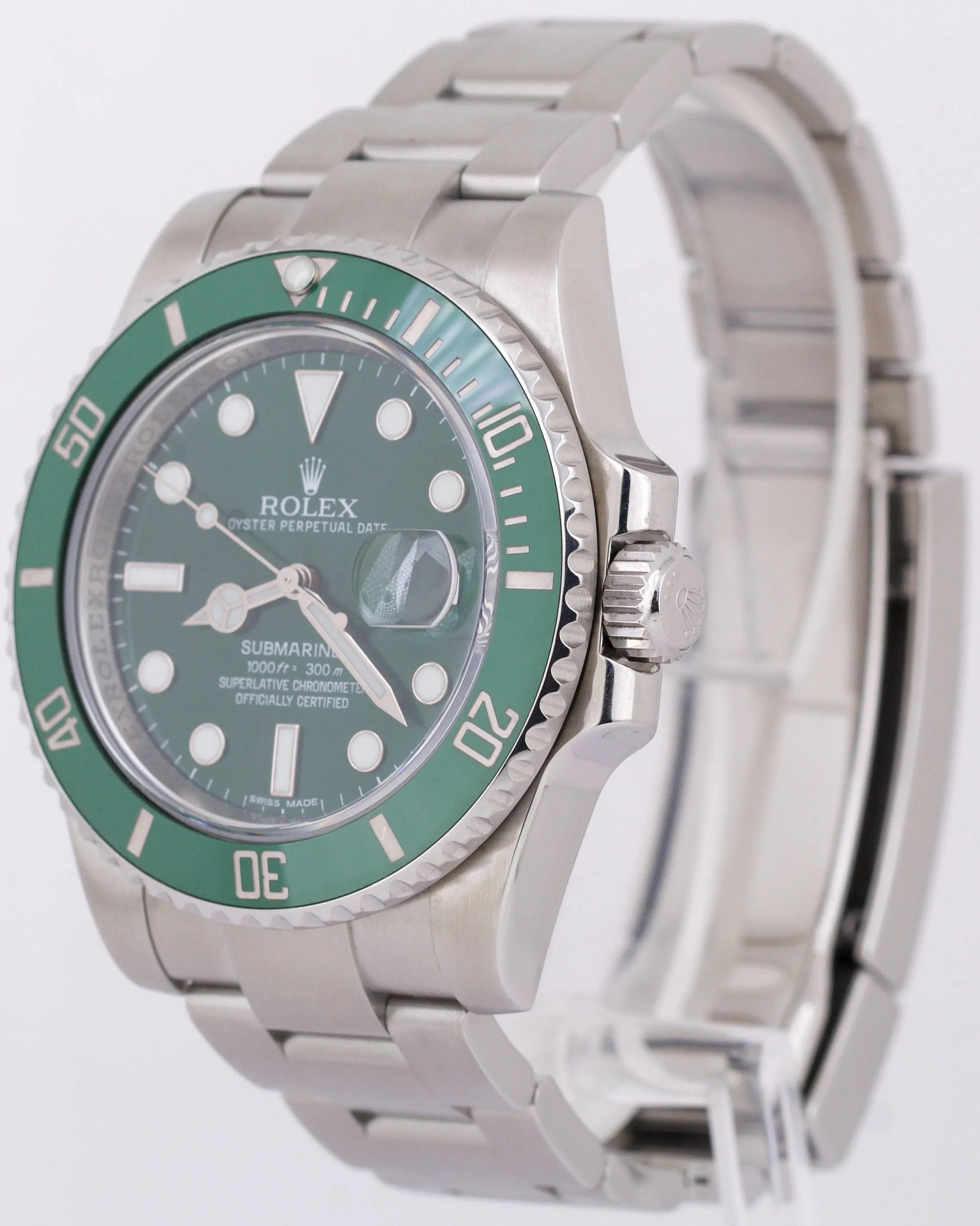 MINT Rolex Submariner HULK Green Ceramic Stainless Steel 40mm Watch 116610 LV