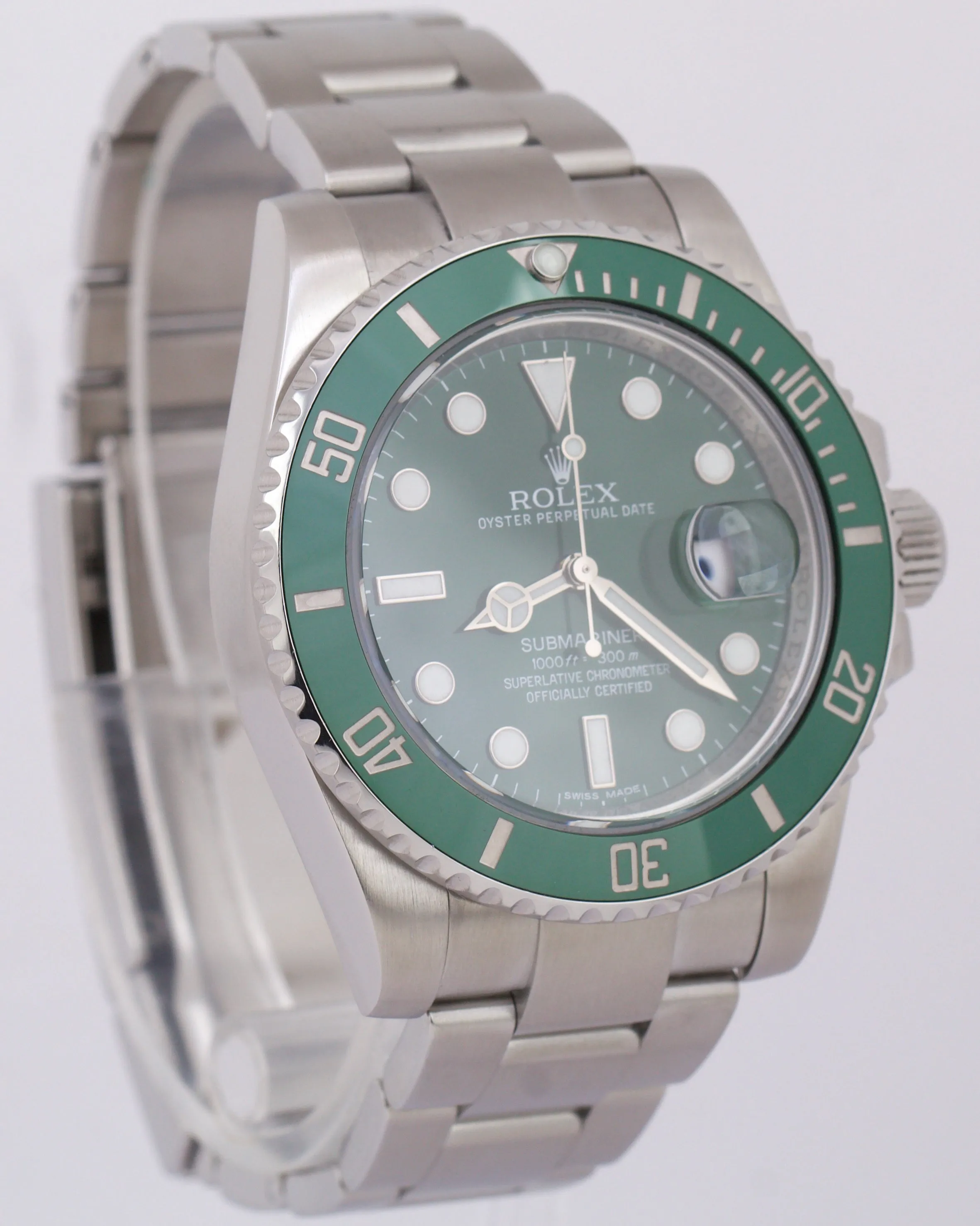 MINT Rolex Submariner HULK Green Ceramic Stainless Steel 40mm Watch 116610 LV