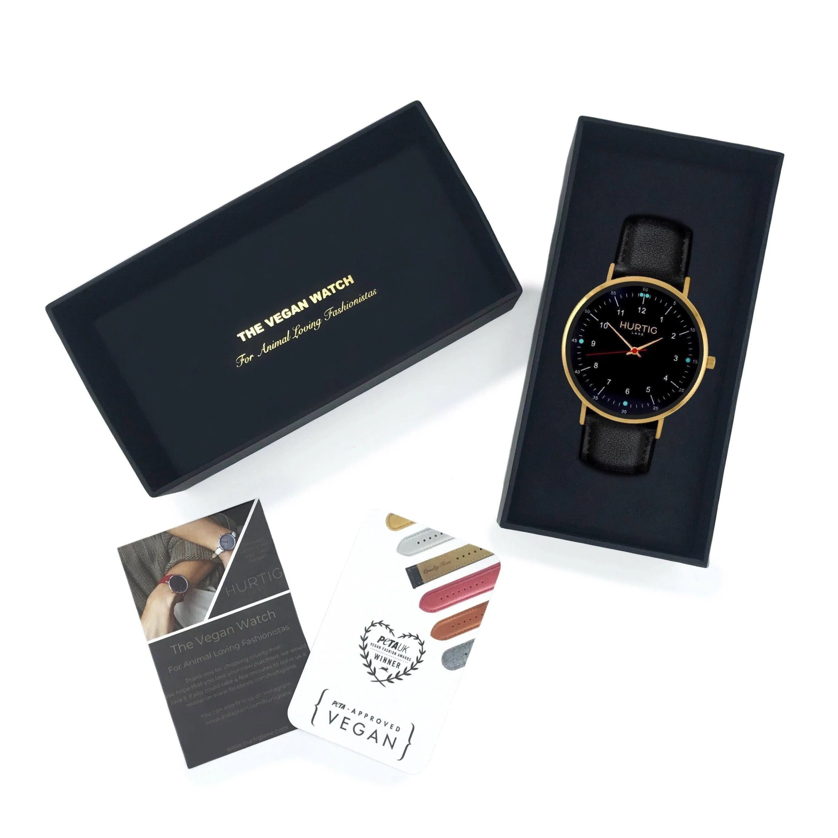 Moderna CACTUS Leather Watch Gold, Black & Black