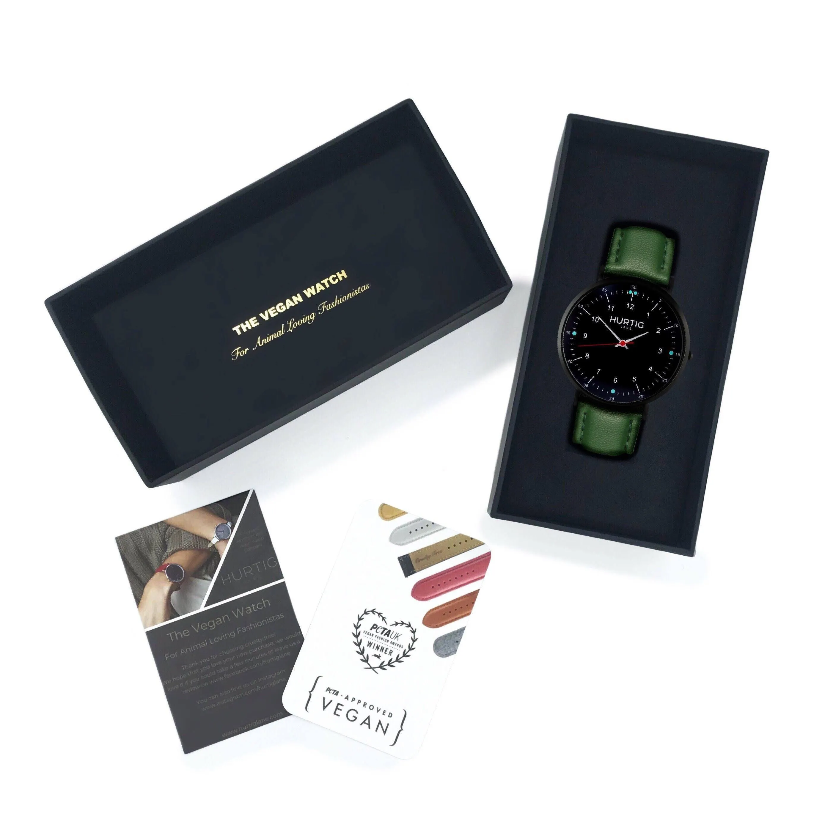 Moderno CACTUS Leather Watch All Black & Green