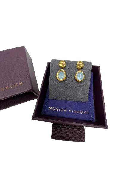 Monica Vinader Odyssey 18k Gold Vermeil And Aquamarine Gemstone Drop Earrings