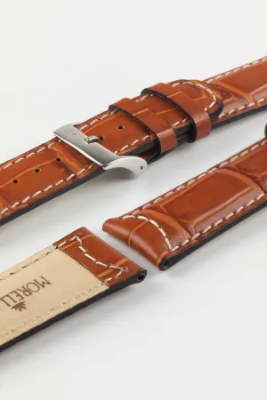 Morellato GUTTUSO Alligator-Embossed Leather Watch Strap in GOLD BROWN