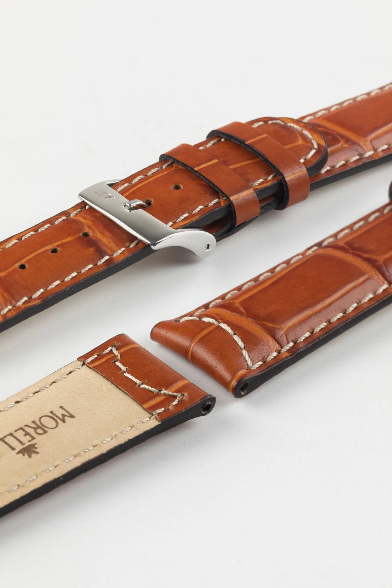 Morellato GUTTUSO Alligator-Embossed Leather Watch Strap in GOLD BROWN