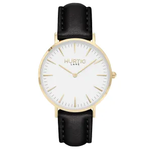Mykonos CACTUS Leather Watch Gold, White & Black
