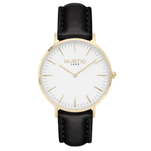 Mykonos CACTUS Leather Watch Gold, White & Black