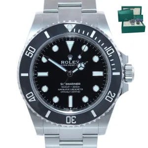 NEW 2020 PAPERS Rolex Submariner 41mm Black Ceramic 124060LN No Date Watch