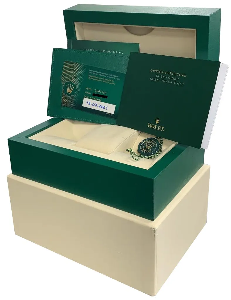 NEW 2021 Rolex Submariner Date 41mm Ceramic Two-Tone Gold Blue Watch 126613 LB