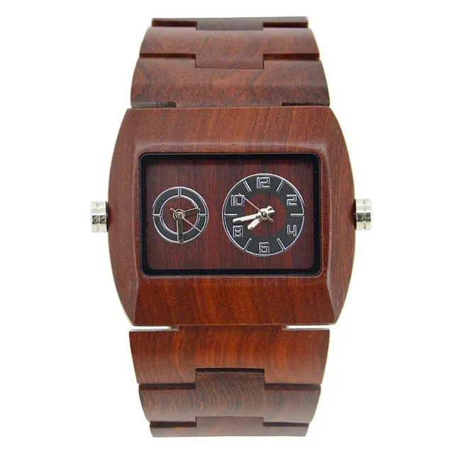 New Casual Wood Quartz Dual Core 2 Wristwatch