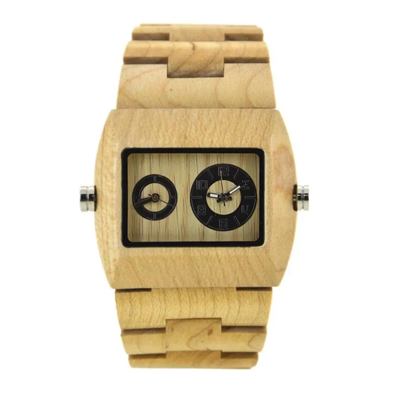 New Casual Wood Quartz Dual Core 2 Wristwatch