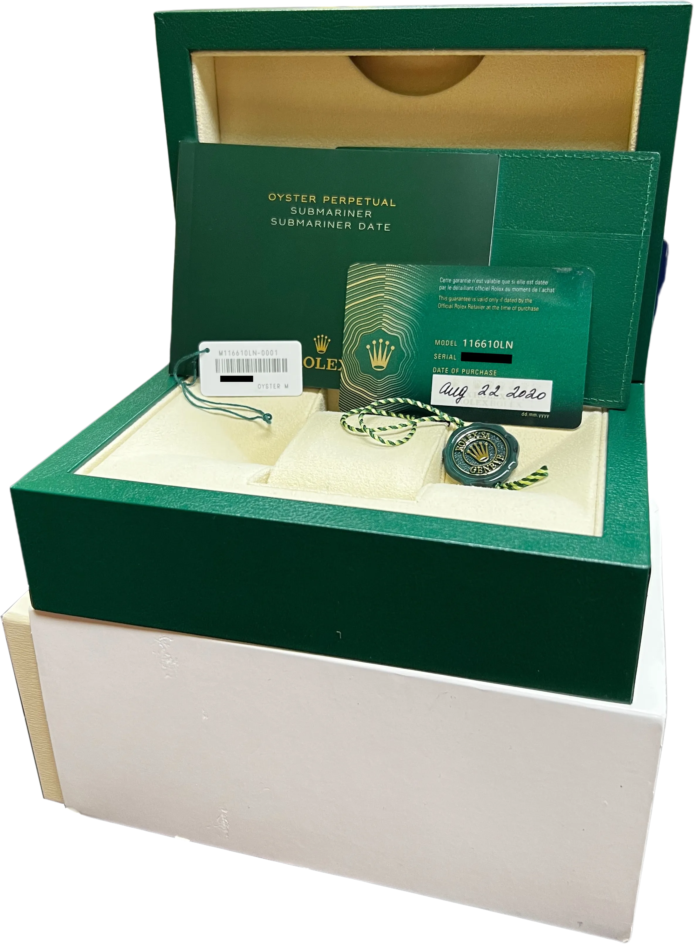 NEW GREEN CARD 2020 Rolex Submariner Date Steel Black Ceramic 40mm 116610 LN