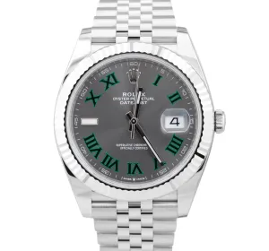 NEW MAR 2023 Rolex DateJust 41 Wimbledon Fluted Steel Watch Jubilee 126334 B P