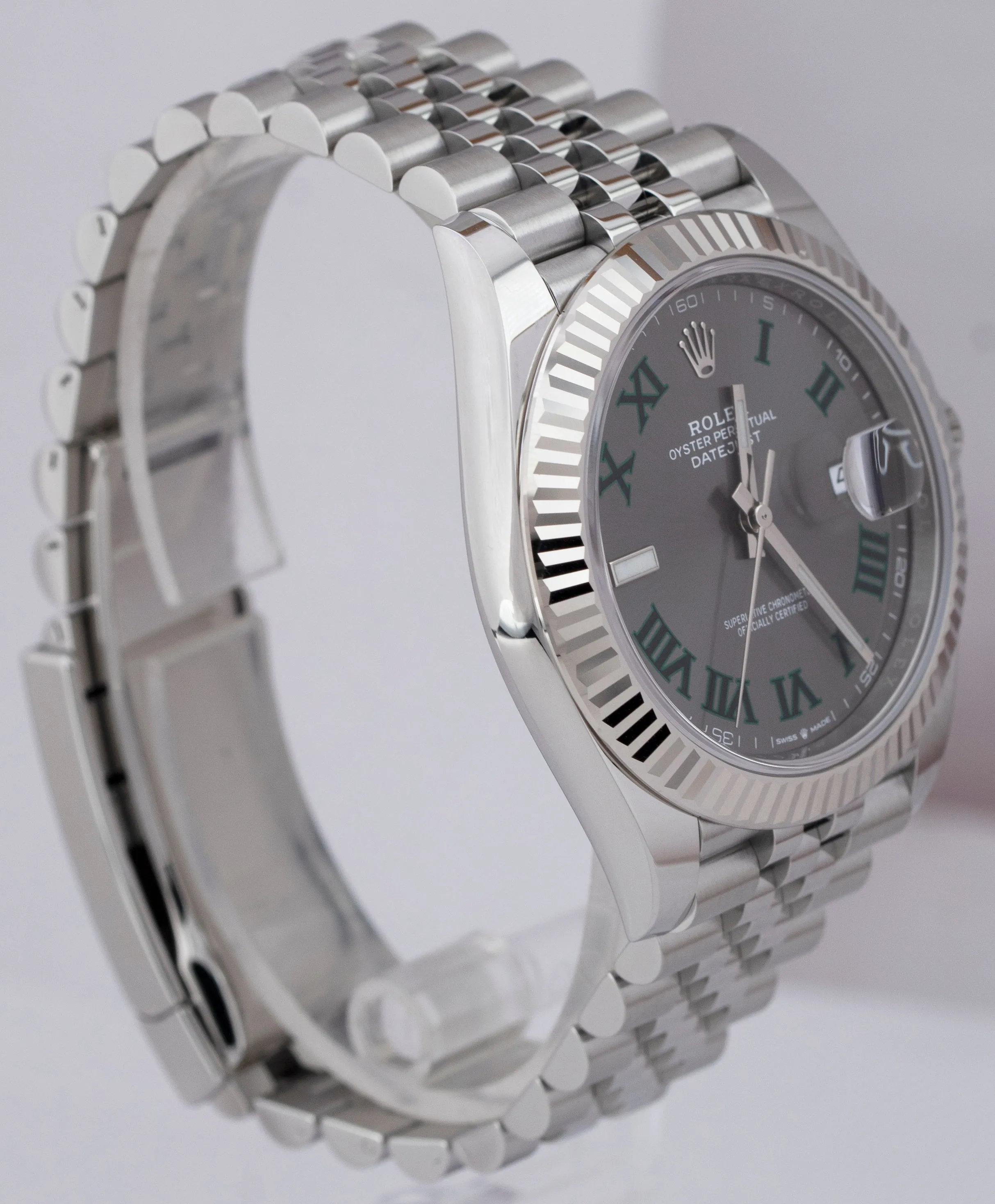 NEW MAR 2023 Rolex DateJust 41 Wimbledon Fluted Steel Watch Jubilee 126334 B P