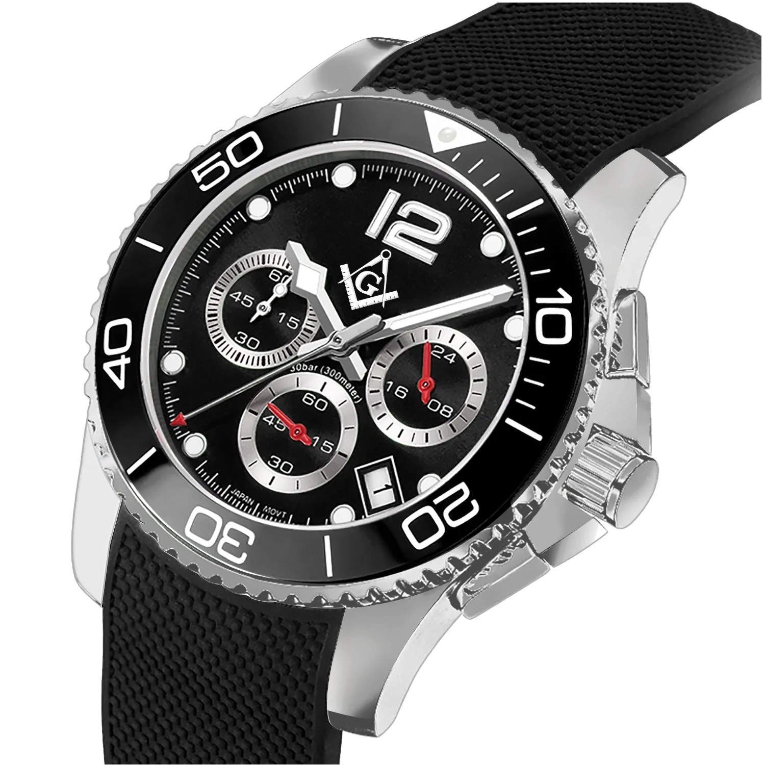 New Men's Stainless Steel Master Mason Masonic Chronograph Watch, 43mm
