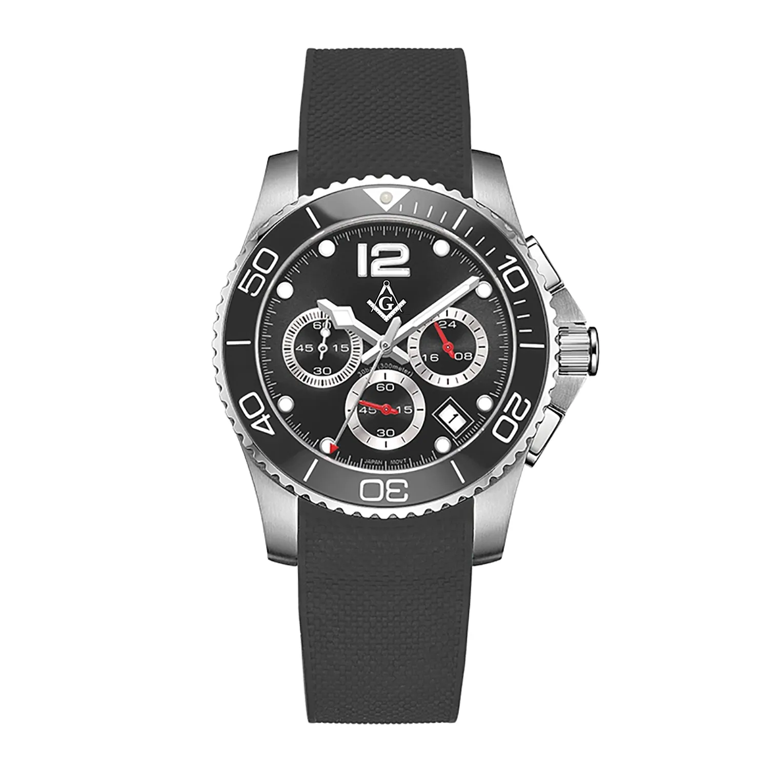New Men's Stainless Steel Master Mason Masonic Chronograph Watch, 43mm