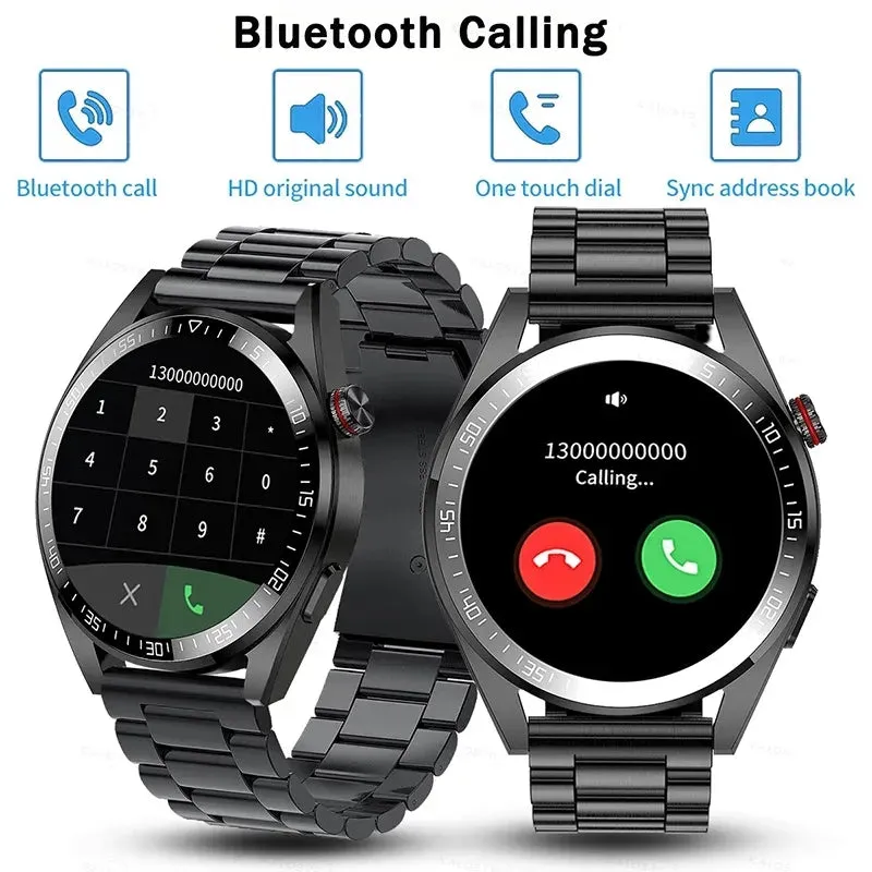 New Smart Watch Mens 4G Memory Local Music Player 454*454 AMOLED Screen Bluetooth Call Sports Man Smartwatch For Samsung Huawei