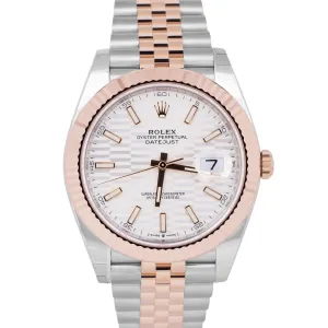 NEW STICKERED DEC 2023 Rolex DateJust 41 SILVER MOTIF 18K Rose Gold 126331 B P