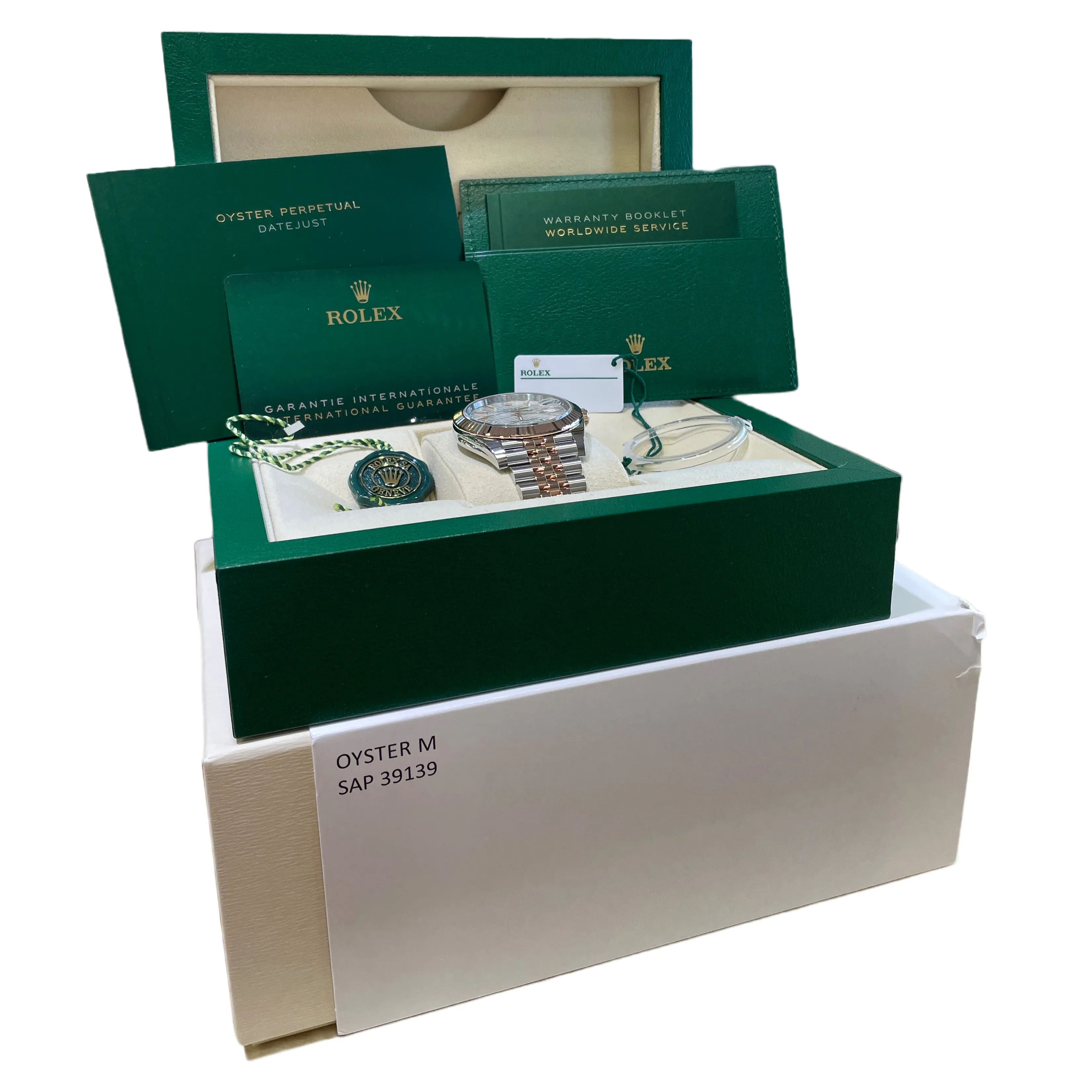 NEW STICKERED DEC 2023 Rolex DateJust 41 SILVER MOTIF 18K Rose Gold 126331 B P