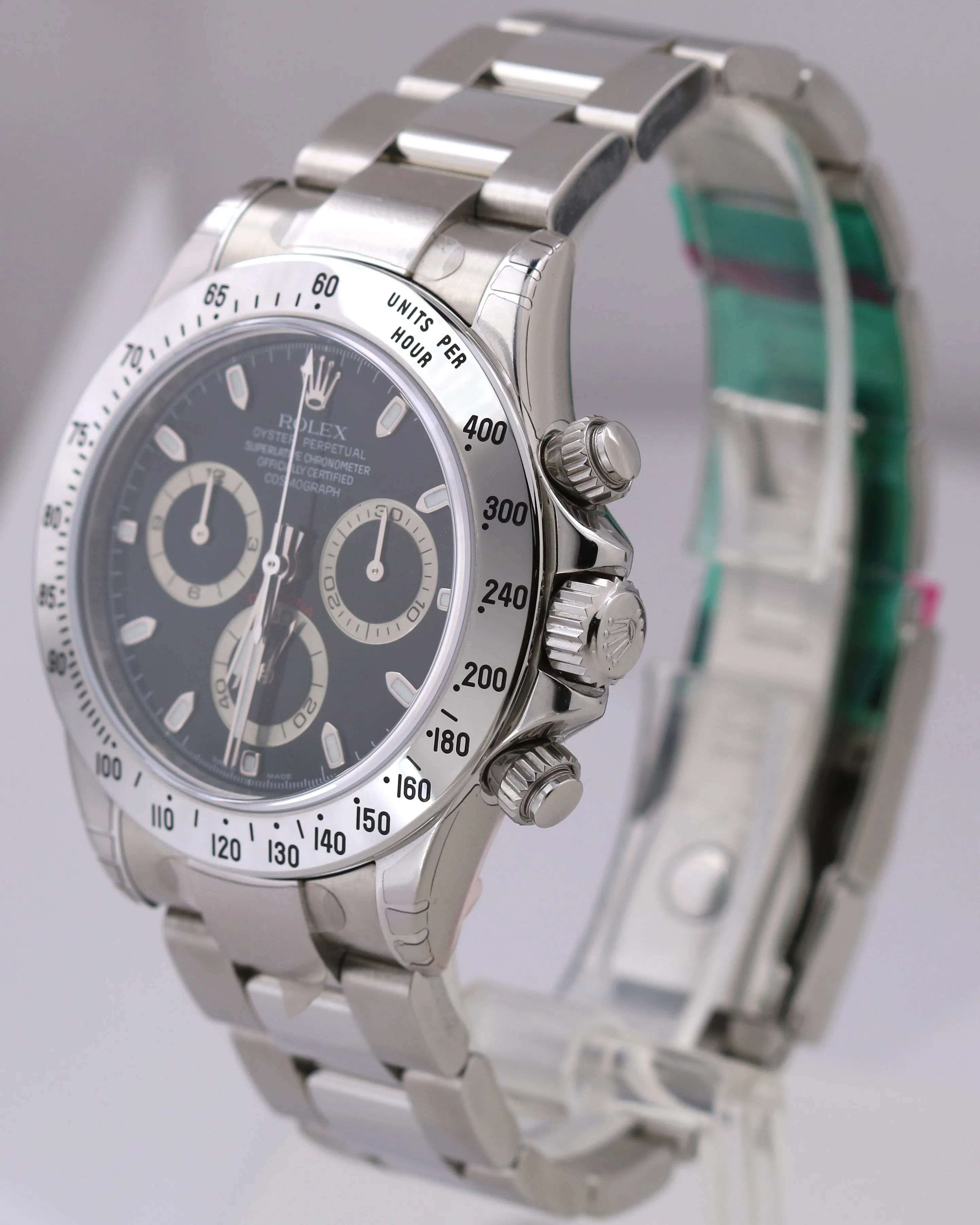 NEW STICKERED Rolex Daytona Cosmograph BLACK 40mm REHAUT Steel 116520 BOX