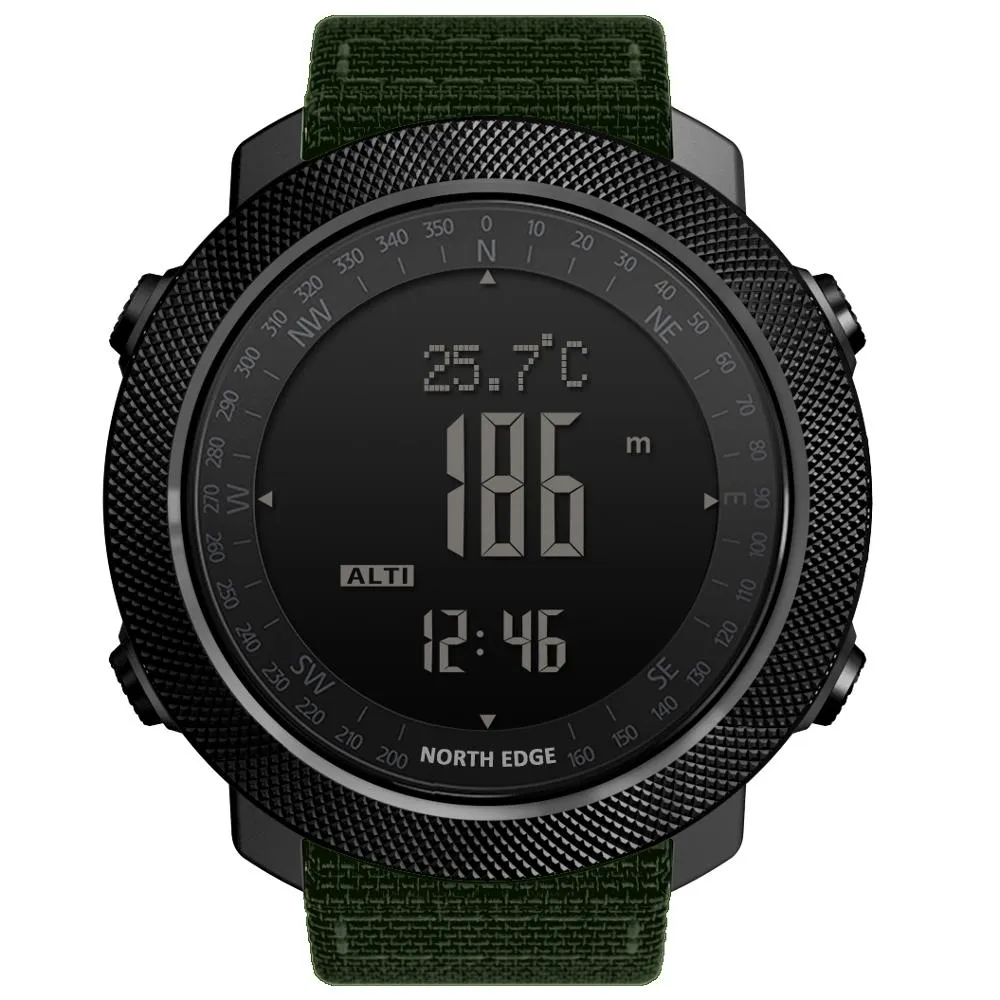 North Edge APACHE 3 Men's Digital Military Sports Watch with Nylon Strap - Durable & Waterproof
